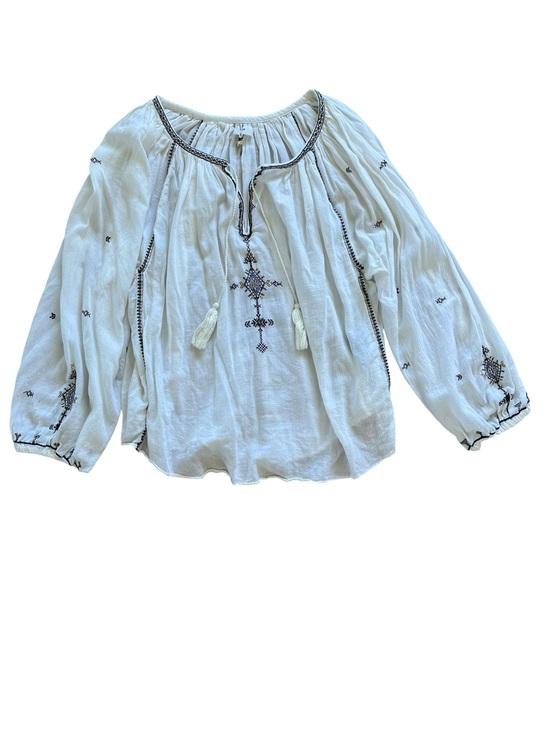 Isabel Etoile Marant Other - Bohemian Embroidered Peasant Blouse - White with Black Stitching
